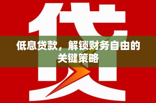 佛坪低息贷款，解锁财务自由的关键策略