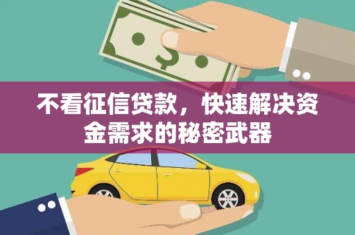 佛坪不看征信贷款，快速解决资金需求的秘密武器
