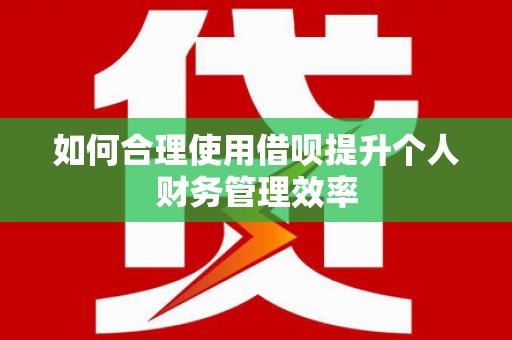 佛坪如何合理使用借呗提升个人财务管理效率