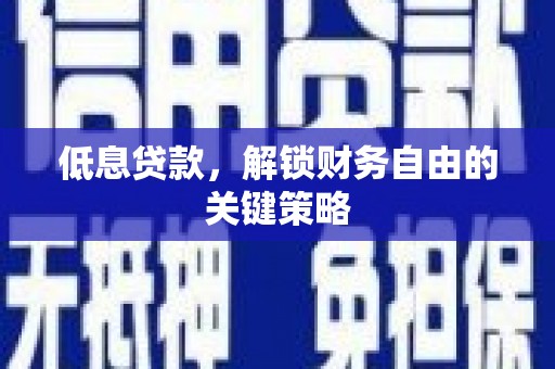 佛坪低息贷款，解锁财务自由的关键策略